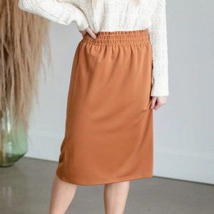Almond Smocked Waist Skirt